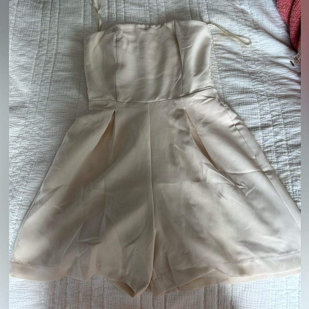 Cream Strapless Romper